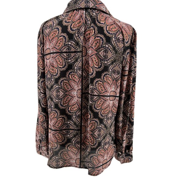 💼Tommy Hilfiger Paisley Top Size L Classic & Chic black Navy Coral pink - Picture 3 of 11